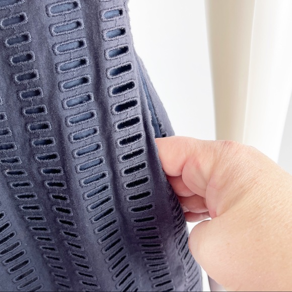 Theory Size 6 Navy Blue Short Sleeve Eyelet Embroidered Shift Dress - Picture 6 of 9